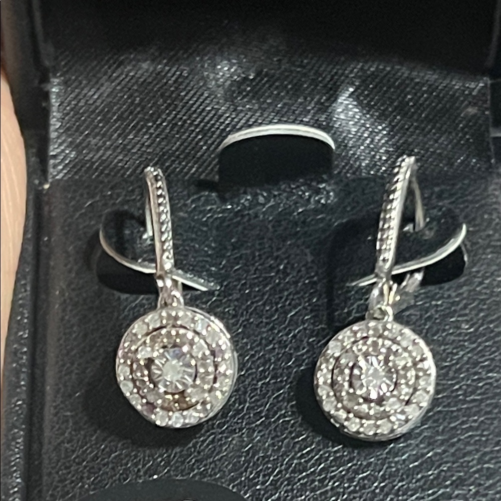 Sterling silver and real diamond dangle earrings